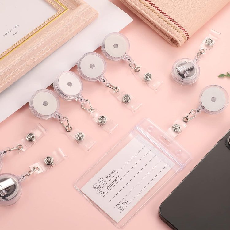 30 Pieces Retractable Badge Reels with Swivel Alligator Clip, Badge Reels Holder Badge Reel Clips for Nurse Teacher Office(Translucent Clear) - Image 4