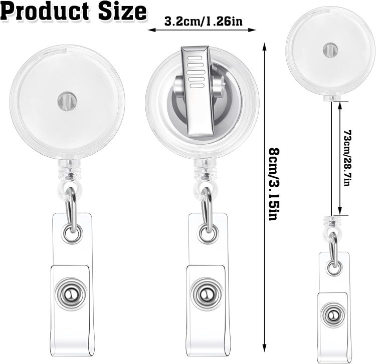 30 Pieces Retractable Badge Reels with Swivel Alligator Clip, Badge Reels Holder Badge Reel Clips for Nurse Teacher Office(Translucent Clear) - Image 5