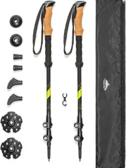 Cascade Mountain Tech Trekking Poles - Carbon Fiber Walking or Hiking Sticks with Quick Adjustable Locks