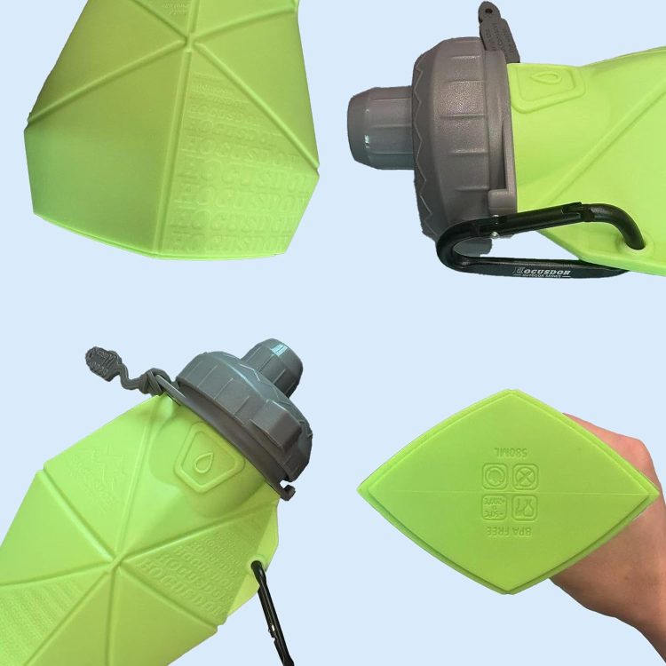 Collapsible Water Bottles 580ml/20oz, Foldable Water Bottle with Magnetic Cap and Carabiner, BPA-Free Collapsible Water Bottles for Traveling, Silicone Water Bottle for Hiking (Black) - Image 9