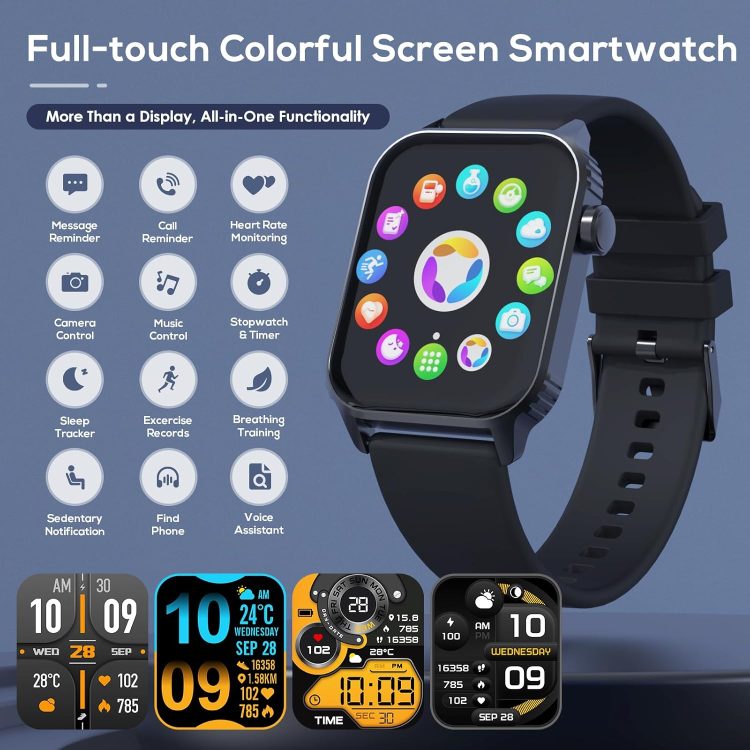 Smart Watches for Women Men, 1.83 inches HD Smartwatch with 90 Sports Modes, Heart Rate/Sleep Monitor, IP67 Waterproof, Bluetooth Call & Music Control - Image 3